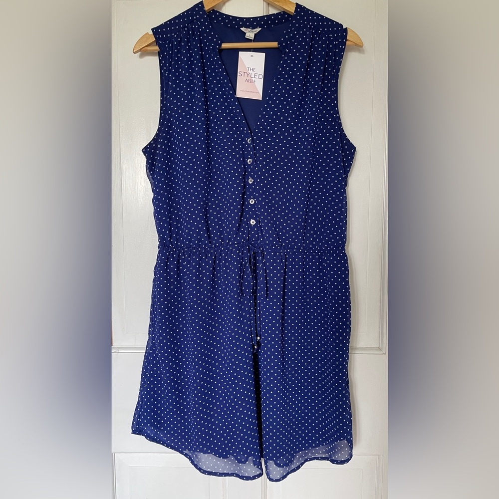 Guess Women's Dress Sleeveless Blue Polka 90's